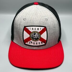 FloGrown Authentic Florida Flag Mesh Trucker Snapback Hat Red Gray Black Cap